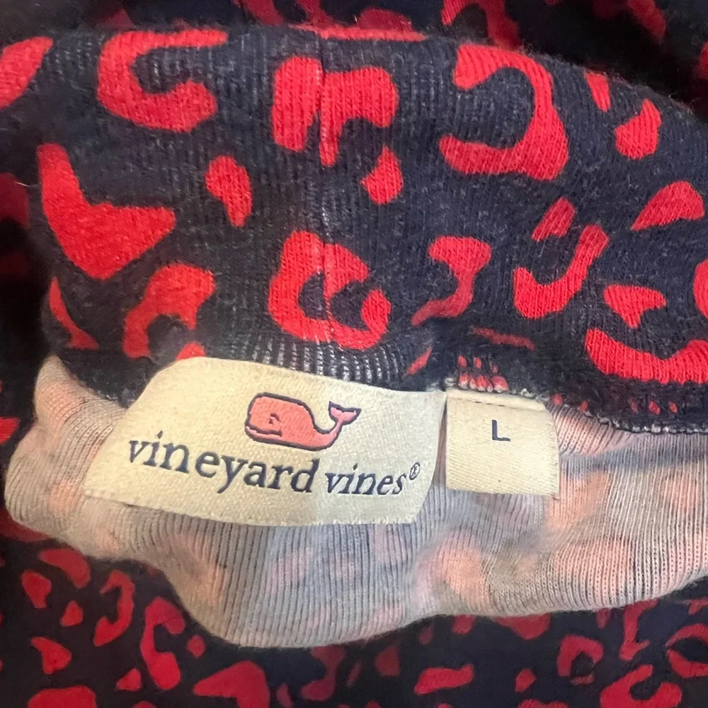 Vineyard Vines Navy and Red Leopard Print Long Sleeve Top - Picture 4 of 6
